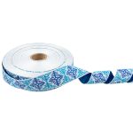 Лента (тесьма) жаккардовая 32.0 мм / 25 метров, Орнамент для северных народов, рис 9788 белый-синий-бирюзовый, Gamma С3774