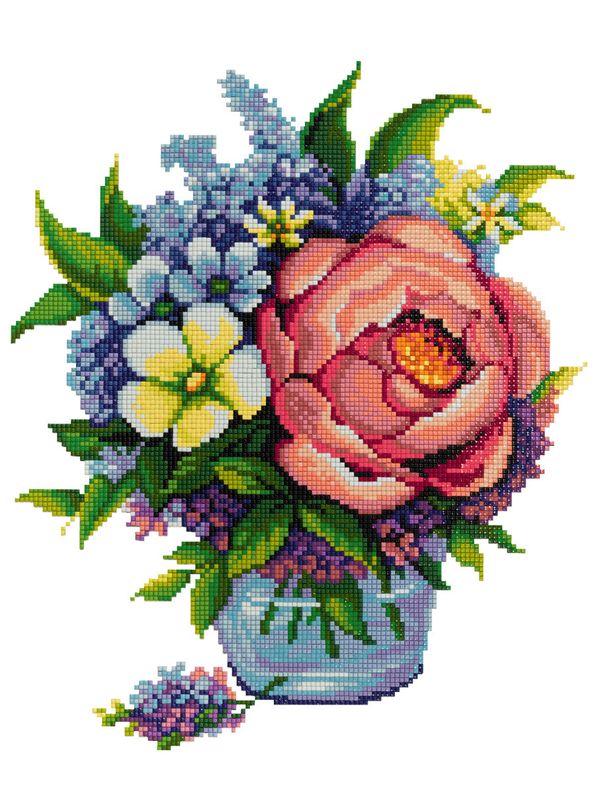 Алмазная (кристальная) мозаика Фрея, на подрамнике Весенний букет, 30х40 см
