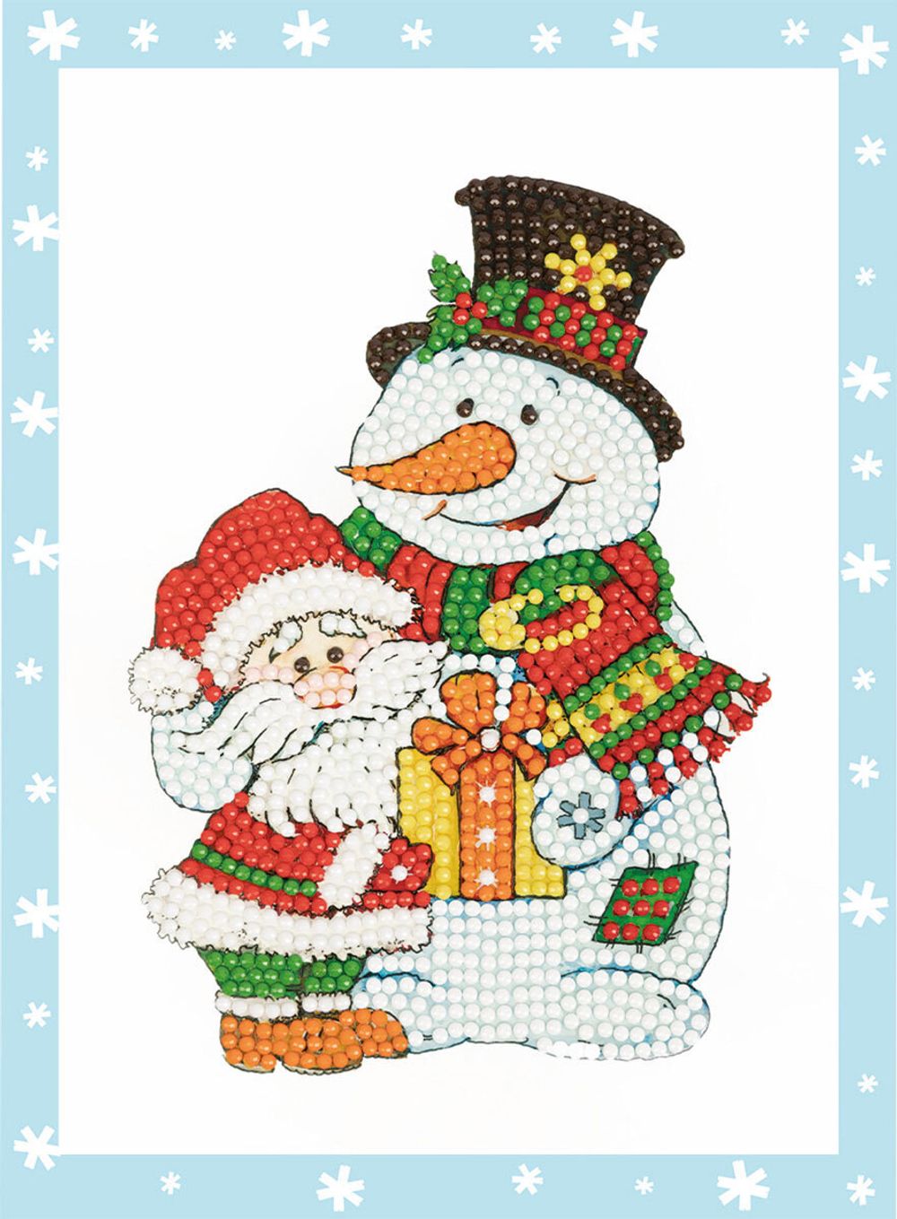 Алмазная (кристальная) мозаика Фрея, Дед мороз и Снеговик, 14х19.5 см