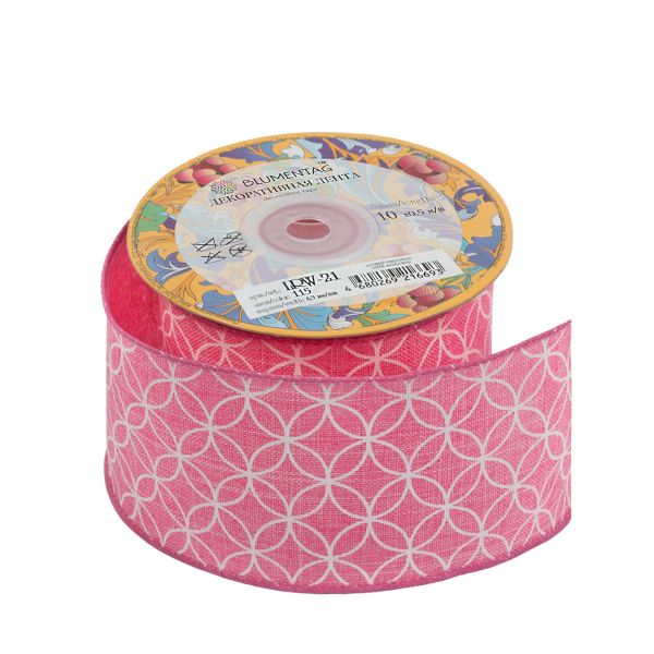 Лента декоративная 63 мм / 10±1 метров, 115 розовый, Blumentag LRW-21