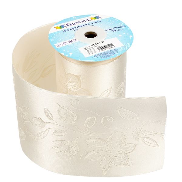 Лента (тесьма) жаккардовая 90.0 мм / 10±0.5 метров, экрю, Gamma STJ-01-19