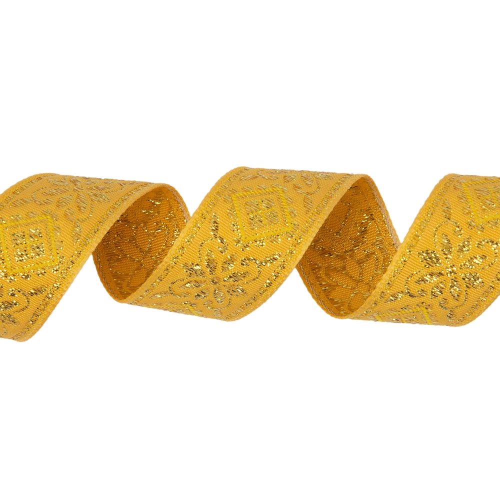 Лента (тесьма) жаккардовая 23.0-25.0 мм / 25 метров, желтый /под золото, Blitz