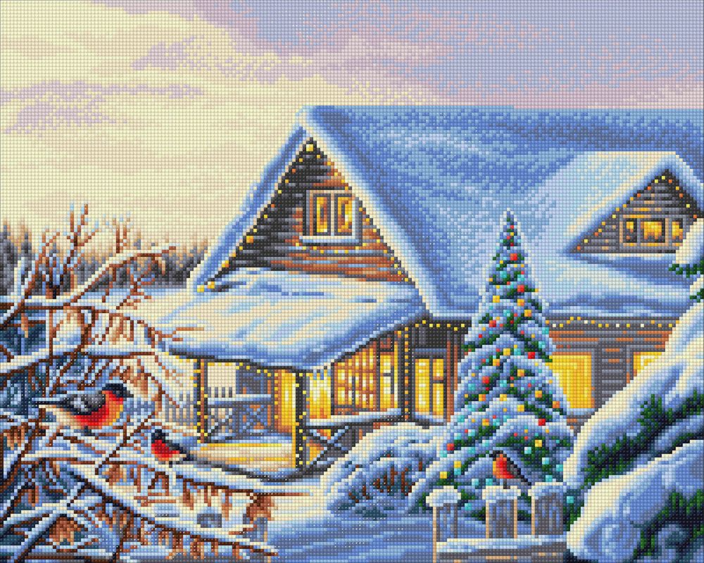 Алмазная (кристальная) мозаика Фрея, Зимний пейзаж, 50х40 см