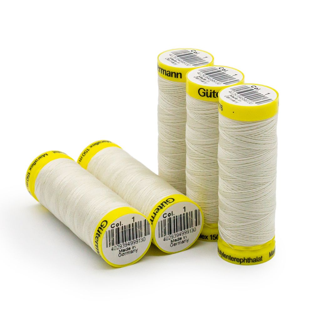 Нитки для трикотажа Gutermann Maraflex, 150м, 001 молочный, 5 катушек