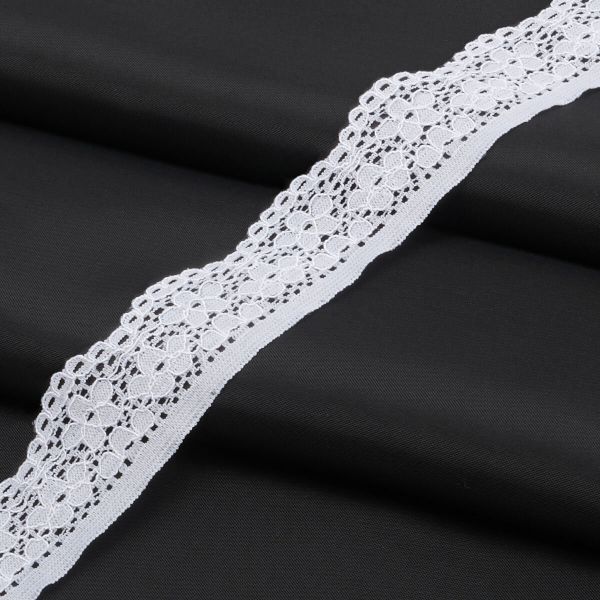 Кружево эластичное (стрейч) 25 мм / 50 метров, отбеленный, К009.025