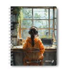 Тетрадь ученическая общая, выборочный УФ лак, A5 96 л. на гребне 65 г/м², белизна 100 %, 4 шт, клетка, 01191 Музыка дождя, Светоч Т113