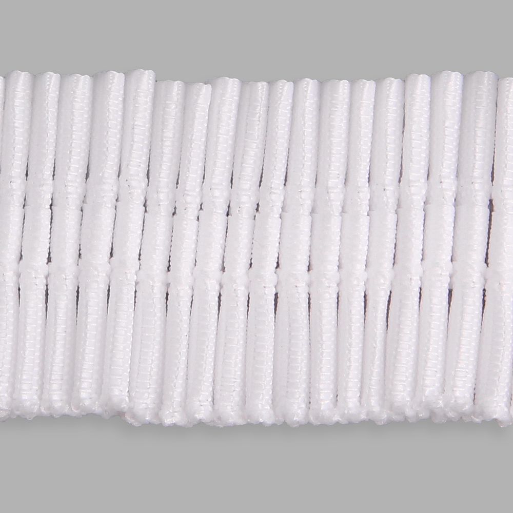 Лента (тесьма) шторная: сборка параллельная 25 мм / 10 метров, (1 ряд петель, 2 шнура), белый ТУ, (C18)