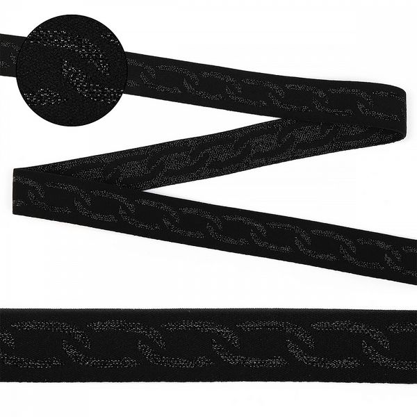 Резинка декоративная металлик 25.0 мм / 3±0.5 метра, плотная, арт.ET.340S