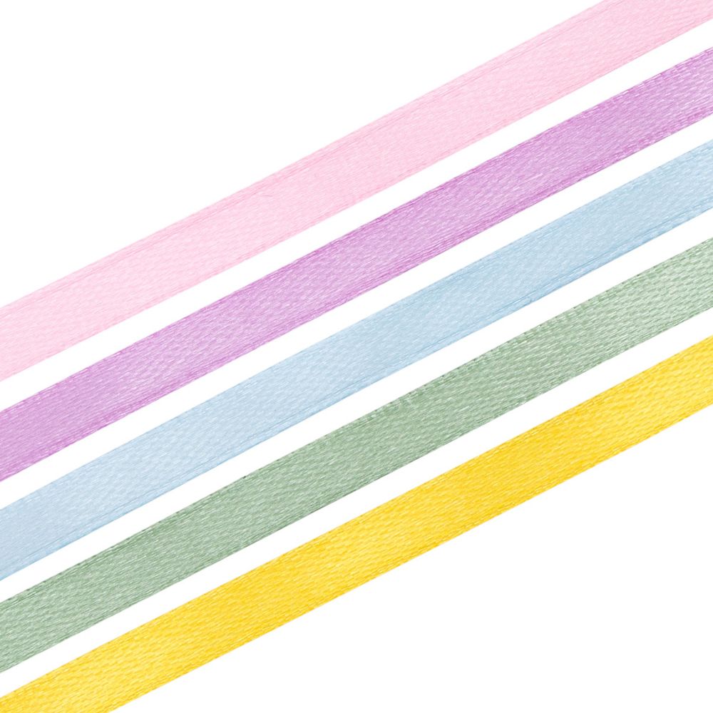 Лента атласная ассорти №1, 5 цветов по 0,6см*22,86м