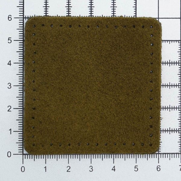Заплатки пришивные из замши, квадрат 6см с перфорацией, 2 шт, 100% кожа, 33 хаки, 59112