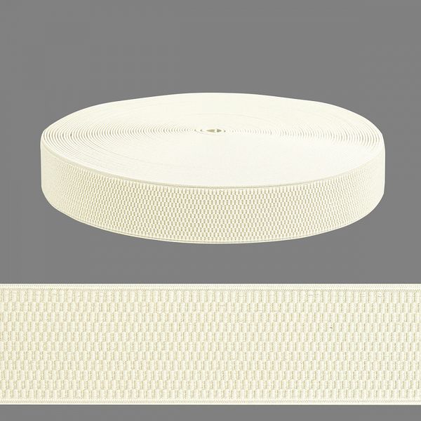 Резинка для подтяжек (помочная) 40.0 мм / 25 метров, ультра, 103 молочный