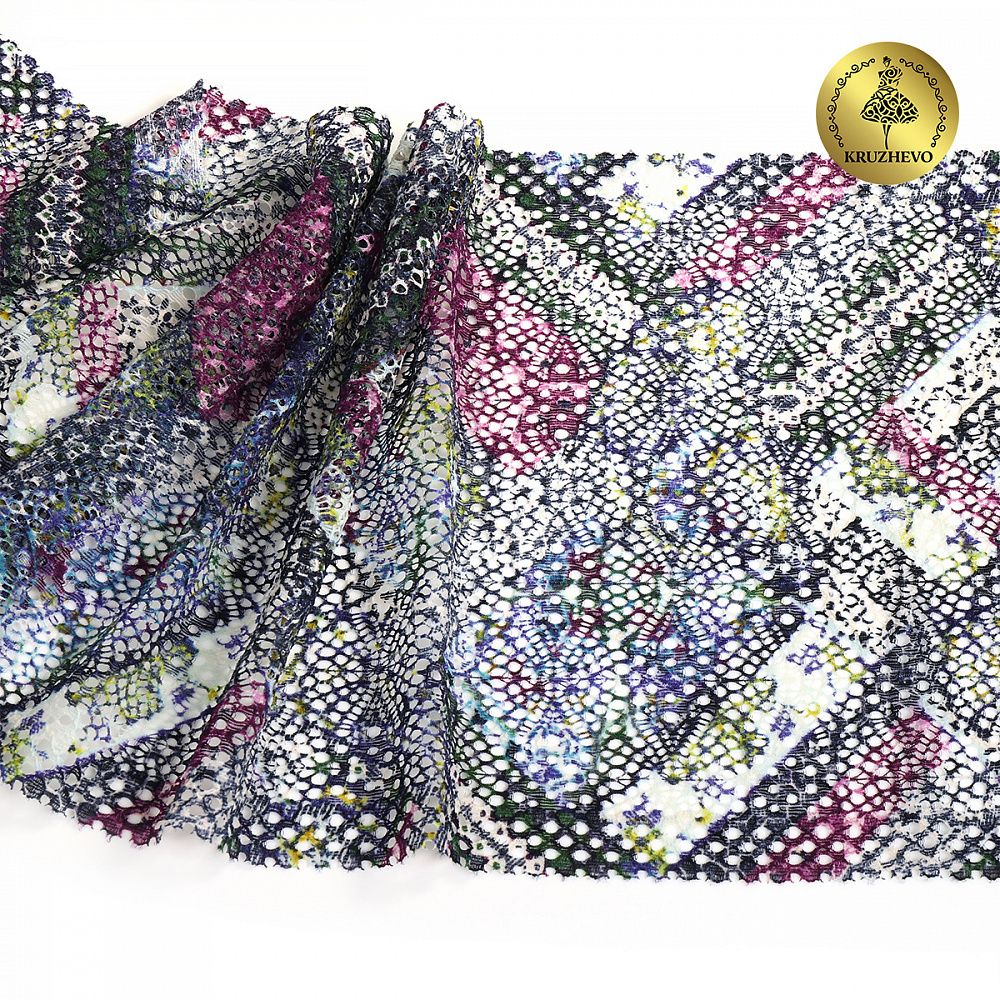 Кружево бельевое эластичное 220 мм / 10 м, 26, цв.мульти, Kruzhevo