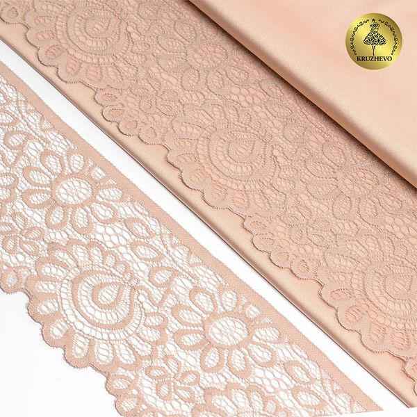 Кружево эластичное (стрейч) 90 мм, YSTL00839/N, цв.168 серебристый пион уп.25м, Kruzhevo