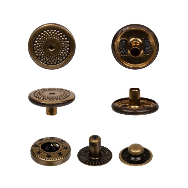 Кнопка Альфа (S-образная) ⌀12.5 мм, 36 шт, металл, нерж., 12 шлифованная бронза, MIKRON JK 006