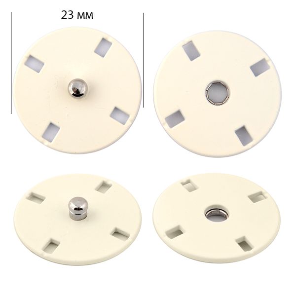 Кнопка пришивная металл ⌀23.0 мм, цв.молочный, уп. 20 шт, TBY