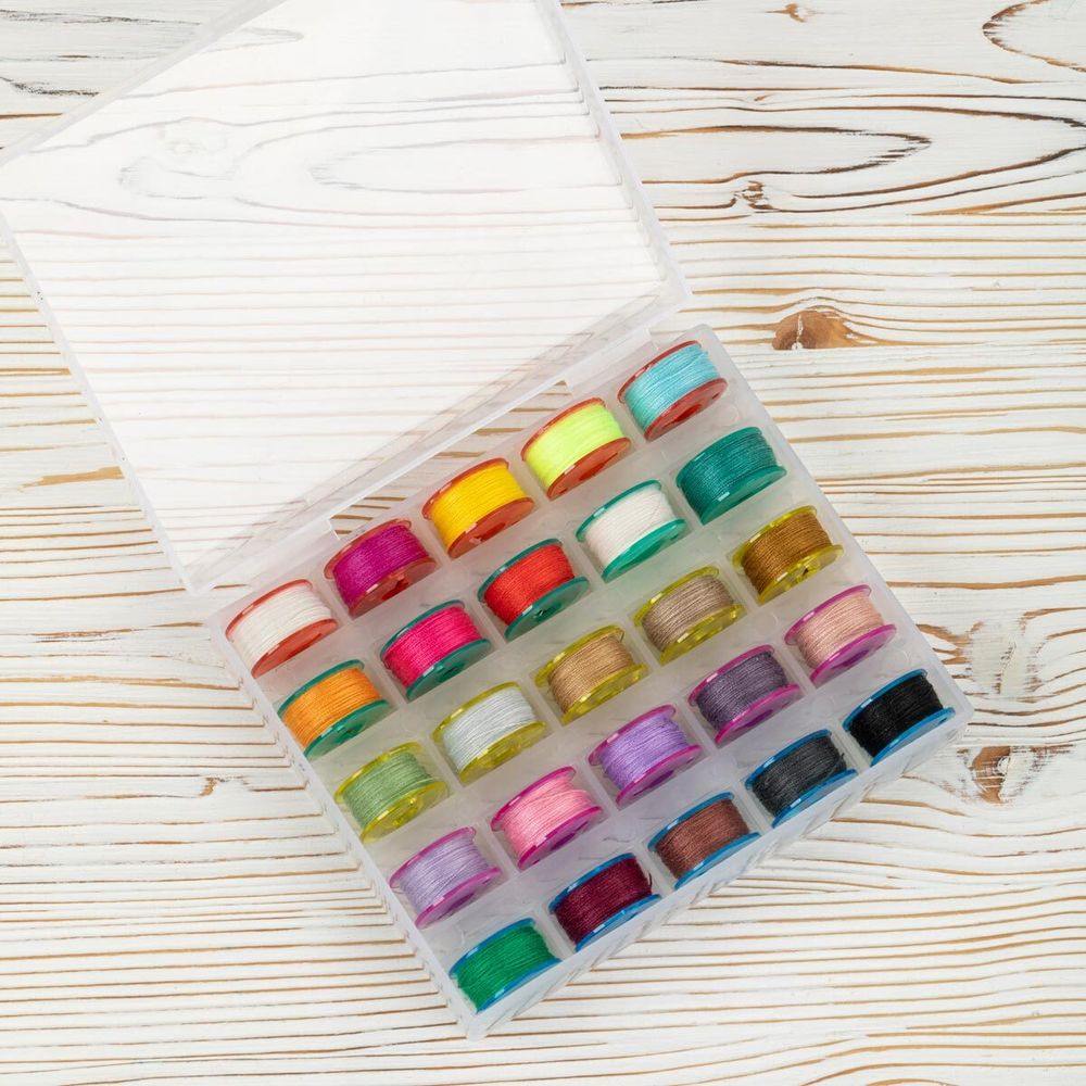 Набор шпулек для швейных машин 12х10х2.5 см, 25 шт, пластик, прозрачный, Gamma CFS-02