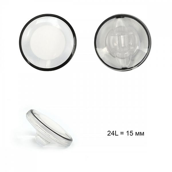 Пуговицы на ножке пластик B304 цв.01 прозрачный/черный 24L на ножке 50 шт