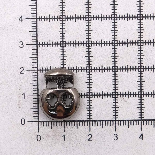 Фиксатор (зажим) для шнура металл 2 отв., 20.5х15.6 мм, ⌀3.5 мм, металл, Nickel (чер.никель), MFR12, 10 шт