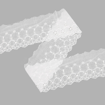 Кружево шитьё 90 мм / 13.72 м, 100% хлопок, белоснежный