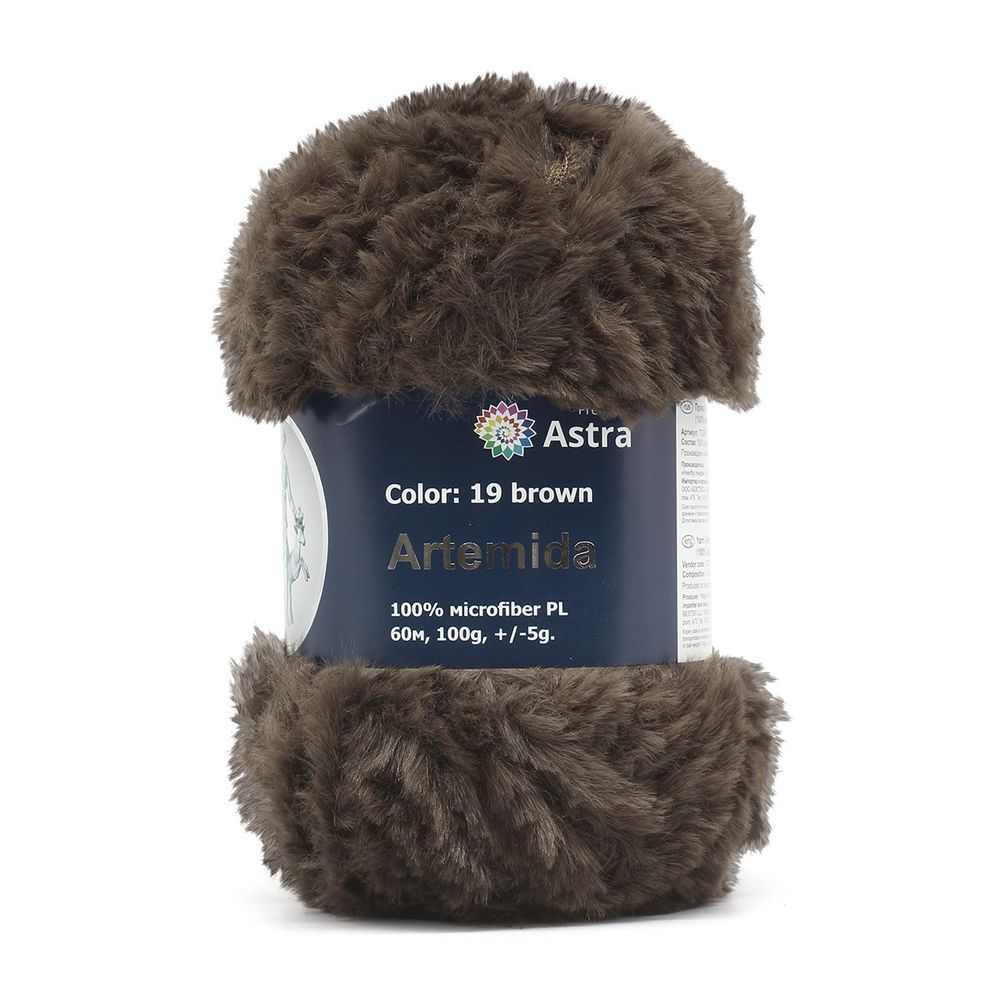 Пряжа Astra Premium (Астра Премиум) Артемида / уп.3 мот. по 100 г, 60 м, 19 шоколад