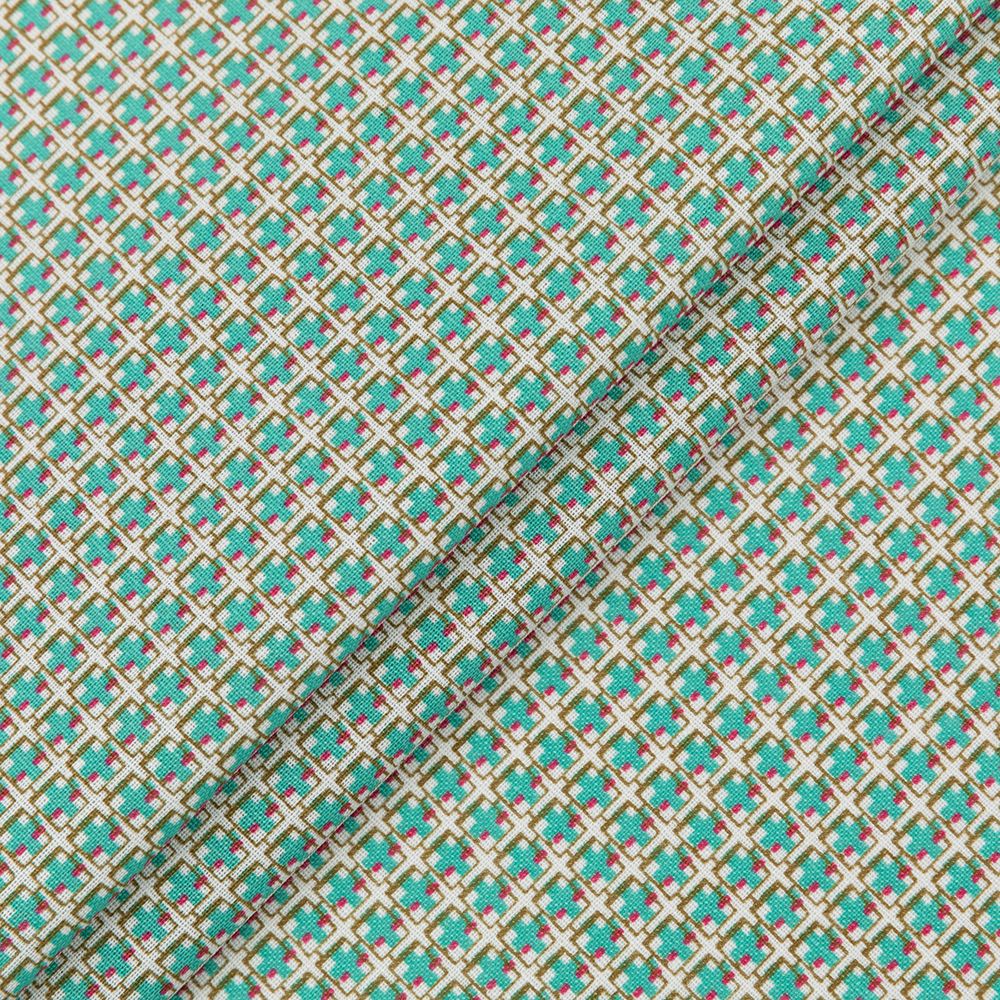 Ткань для пэчворка PEPPY БАБУШКИН СУНДУЧОК ФАСОВКА 100х112 см, 140±5 100% хлопок, БС-03 клетка бирюзовый/ бл.зеленый, Peppy БАБУШКИН СУНДУЧОК