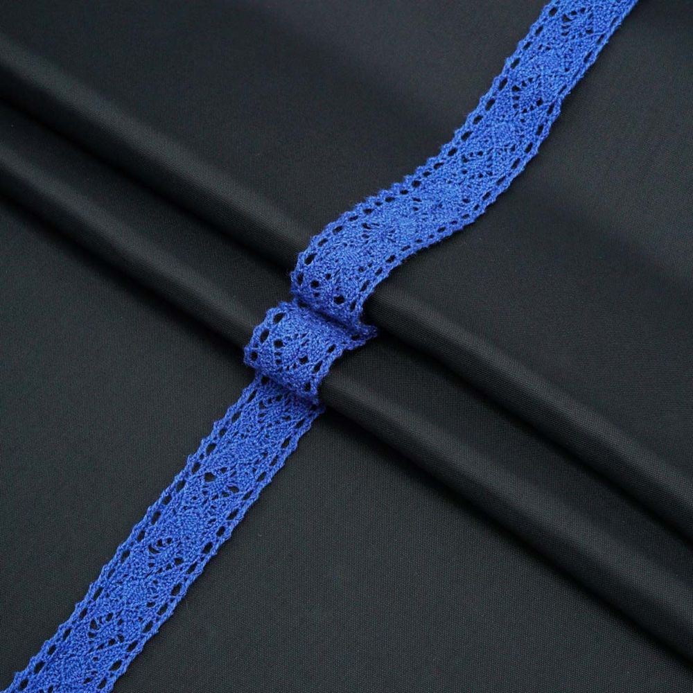 Кружево вязаное (тесьма) хлопковое 20 мм / 10 метров, цвет JD054 синий, (CL-103)