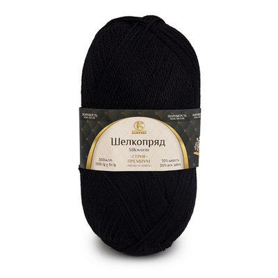 Пряжа Камтекс Шелкопряд / уп.5 мот. по 100 г, 300 м, 003 черный