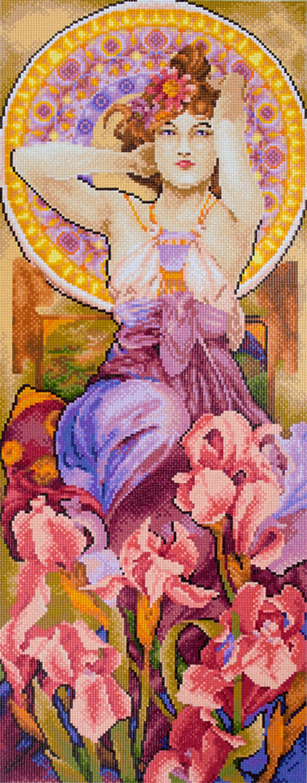 Алмазная (кристальная) мозаика Фрея ALVR-50 020, Аметист и ирисы, 27.5х71.5 см