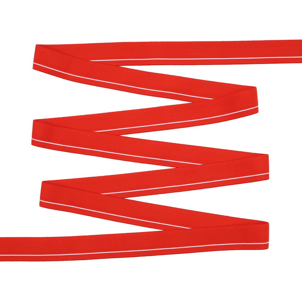 Резинка для мужских трусов и боксеров 35.0 мм / 25 метров, тканая мягкая, 24 г/м, красный/белый полоса