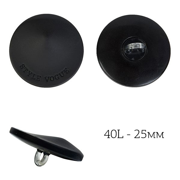 Пуговицы на ножке пластик J.1604A цв.01 черный 40L-25мм, 36 шт