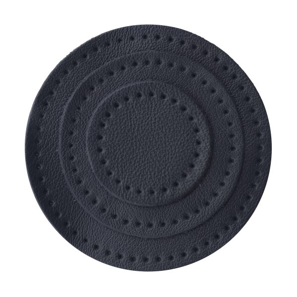 Набор заплаток пришивных из кожи, круг ⌀4см, 6см и 8см, с перфорацией, 3 шт, 100% кожа (05 темно-синий), 9401