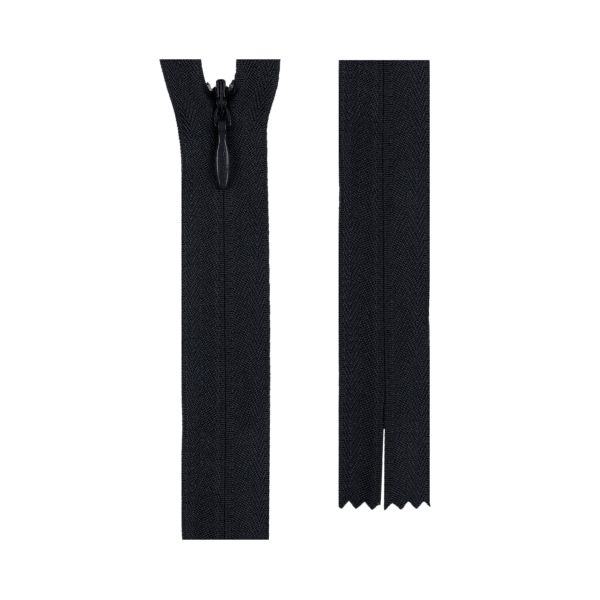 Молния спираль потайная плательная Т3 (3 мм) 1 зам., н/раз., 22 см, сатин (плотная), черный 310, G013P Gamma, 10 шт