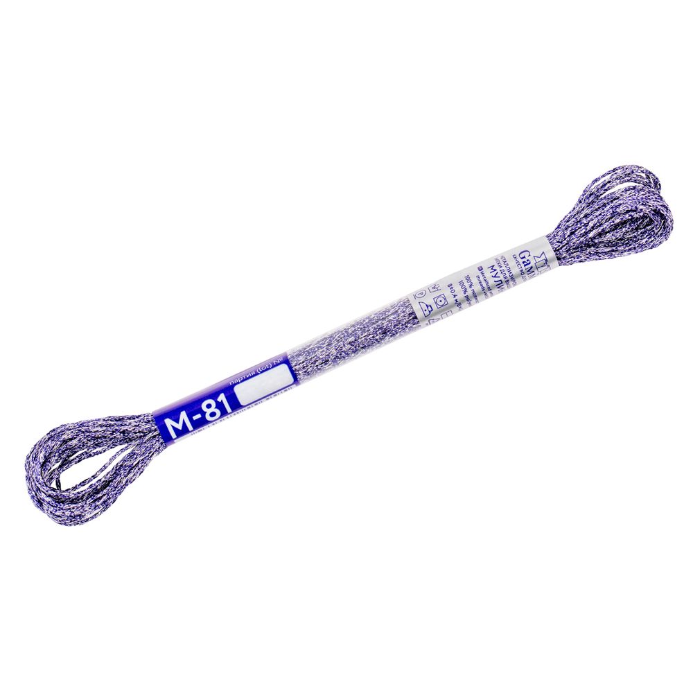Мулине Gamma металлик NM 12 мотков по 8 метров, M-81 фиолетовый/серебристый, Gamma MOULINE
