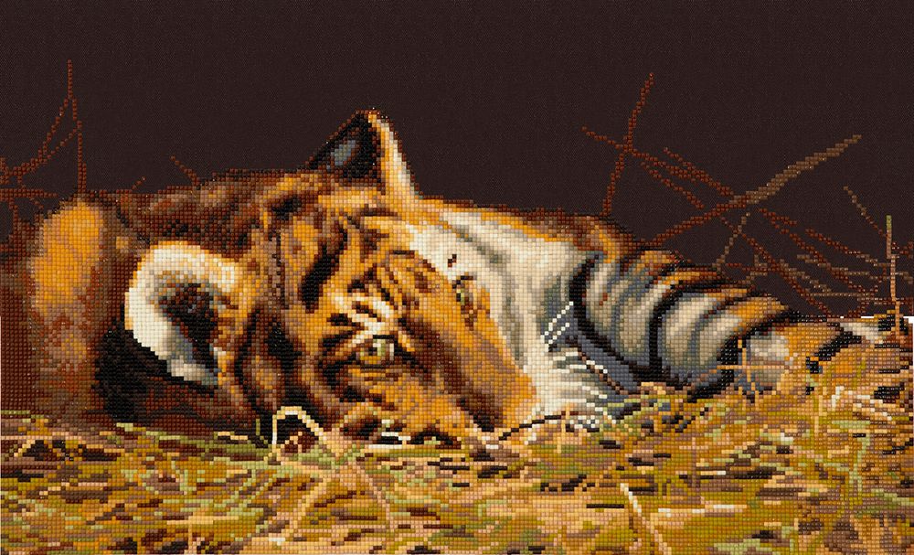 Алмазная (кристальная) мозаика Фрея, Тигренок, 50х30 см