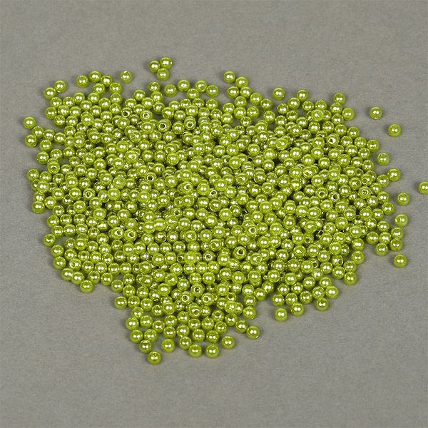 Бусины пластик (перламутр) ⌀4 мм, цв.017 салатовый, уп.50г (1500 шт), Magic4Hobby