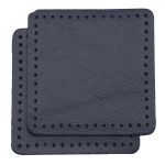 Заплатки пришивные из кожи, квадрат 6см с перфорацией, 2 шт, 100% кожа, 05 темно-синий, 9112