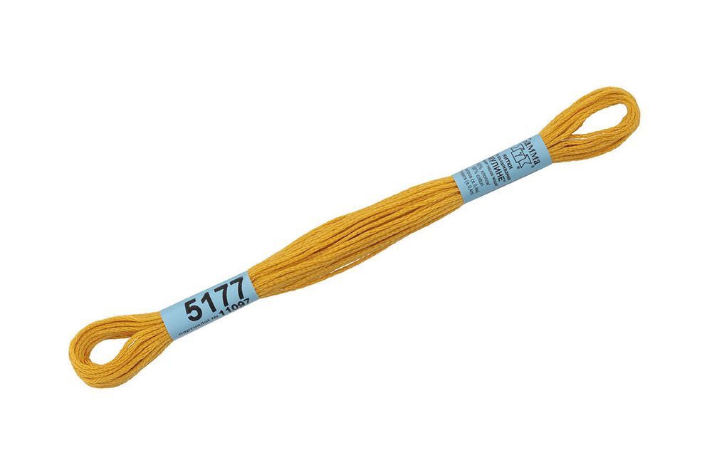 Мулине Gamma 100% хлопок, цв.5177 т.желтый, 24 мотка по 8 метров