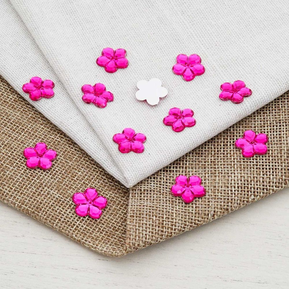 Кабошон декор подарков Цветы 14 мм, 15 шт, ярко-розовый, Dress it up