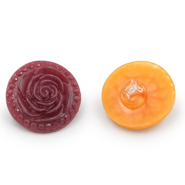 Украшения декоративные пуговицы Розочки, набор 4 цвета, 8 шт (микс 5)