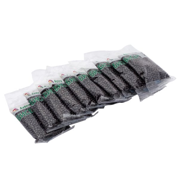 Бисер Astra&Craft 11/0 (2.1 мм), 200 г (10х20 г), цв. М924-О мокрый асфальт/непрозрачный, матовый