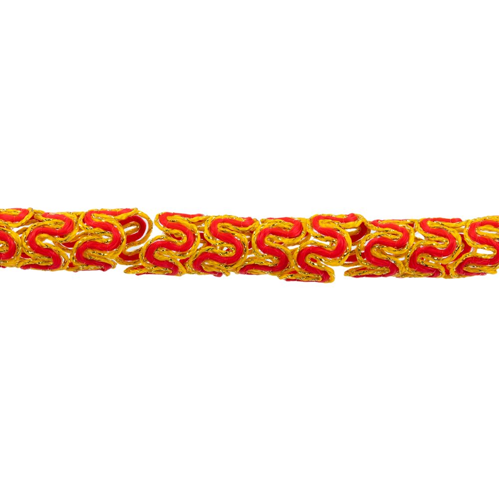 Тесьма декоративная 10 мм / 10 метров, метал. рис. 8657, красный/ под золото, Blitz