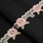 Кружево гипюр (плетёное) 35 мм / 13.7 метров, (интерьерное) розовый, 3AR2338