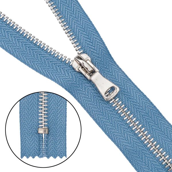 Молния металл Т5 (5 мм) 1 зам., н/раз., 18 см, никель, 231 серо-голубой, 10 шт