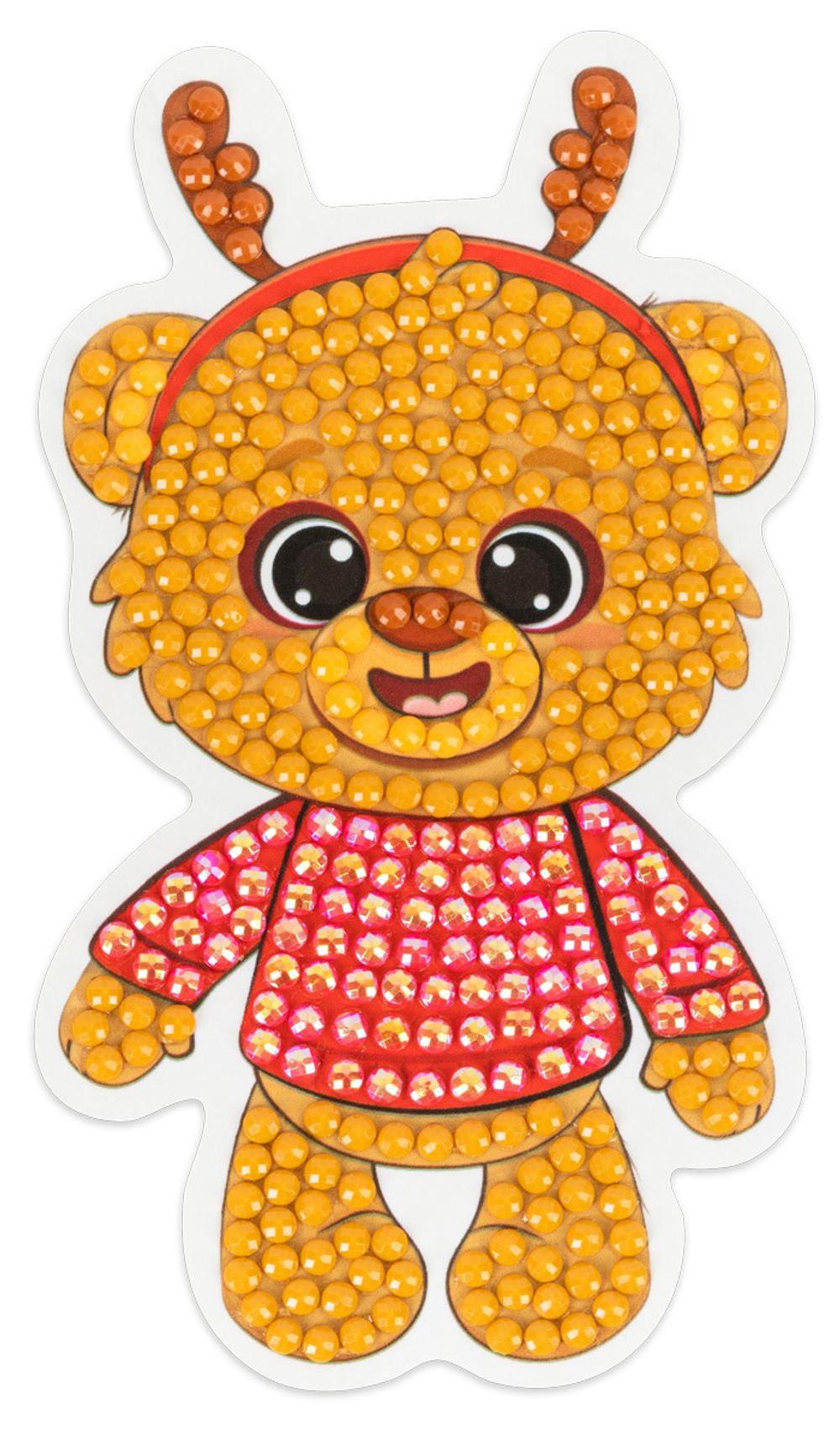 Алмазная (кристальная) мозаика Фрея ALVM-092, магнит Праздничный мишка, 5.5х10.5 см