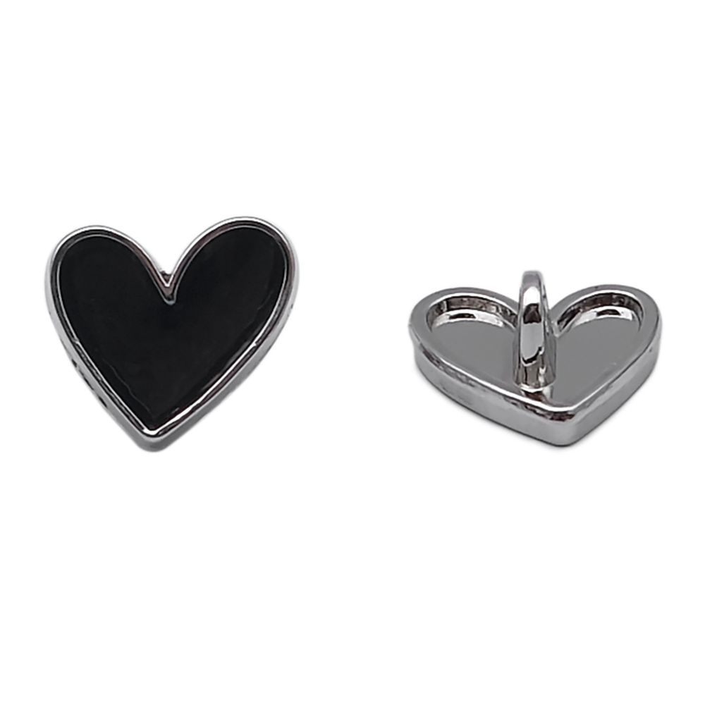 Пуговицы на ножке фигурная Сердце 20L (13мм), металл (Navy/S (синий/серебро)), MEs-2012, 36 шт