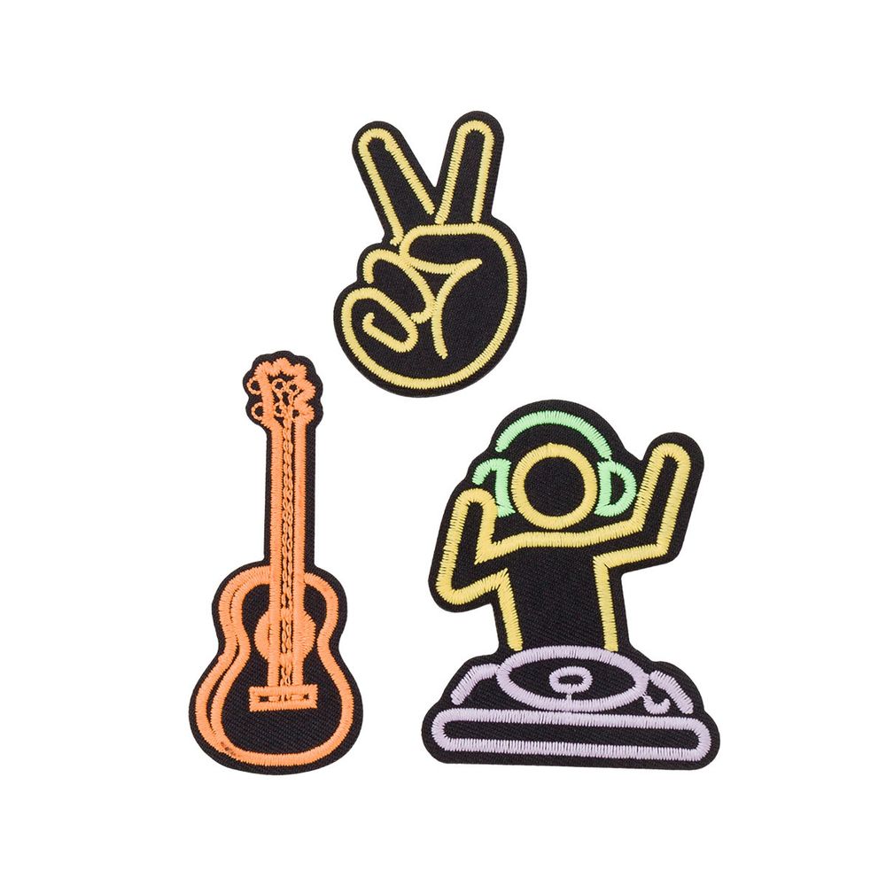 Термоаппликации светящихся в темноте Диско музыка, 3 шт, Hobby&amp;Pro