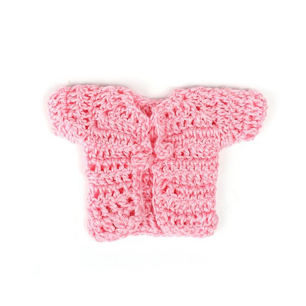 Кофта вязаная мини (ручная вязка), ширина 8см длина 9см рукав 5см цв.розовый