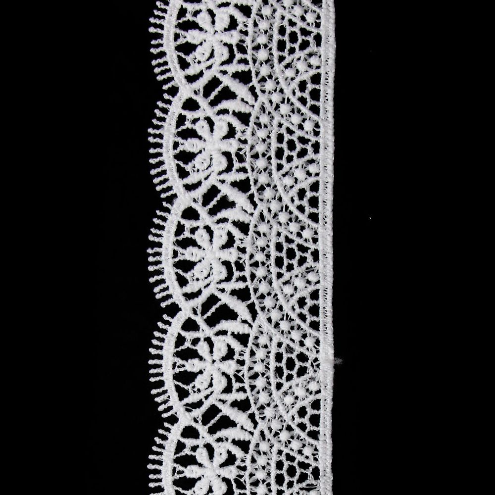 Кружево гипюр (плетёное) 45 мм / 3 метра, матовое, C501 белый