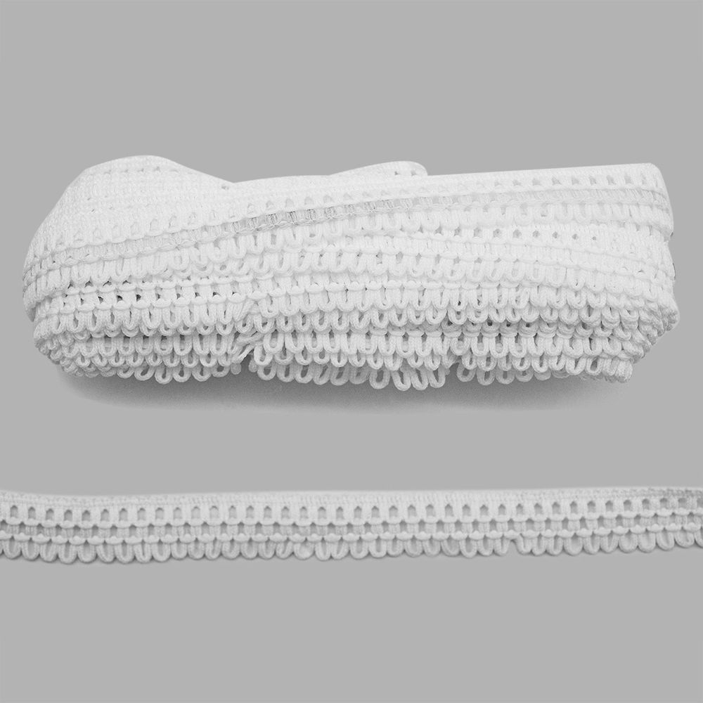 Тесьма отделочная вязаная 16 мм, 10 м, белый