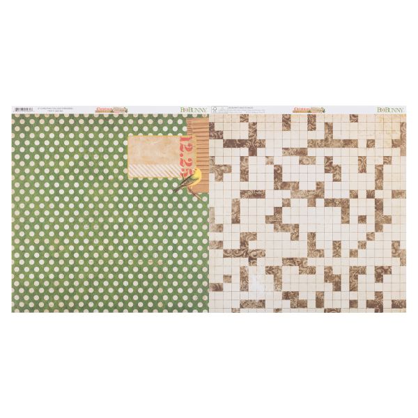 Бумага для скрапбукинга 180 г/м², 30.5х30.5 см, 25 шт, 16601462 Christmas Collage Evergreen, BoBunny